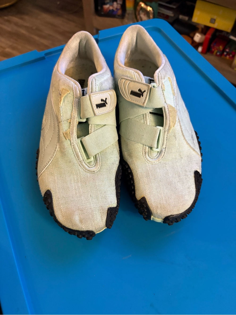 Puma Light Green Slip-On Sneakers with Black Outsole